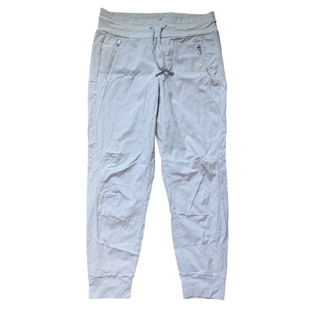 Athleta La Viva Jogger Pants Light Grey Size 8 Hiking Travel Lightweight‎ Zipper